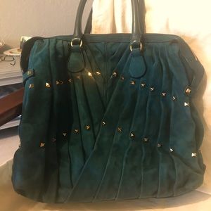 VALENTINO Rock Stud Maison Leather Bag Purple Tote